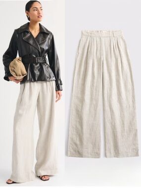 NWT Abercrombie & Fitch Linen High Rise Tailored Palazzo Pant